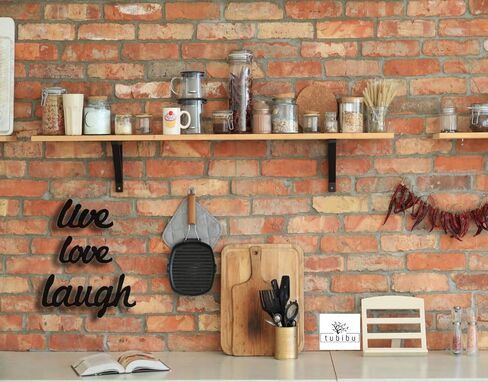 Tubibu 3 قطع معدنية حية الحب اضحك جدار الفن المعدني جدار كلمة النحت، جدار ديكور جدار الفن، ديكور جدار المنزل علامة لغرفة المعيشة غرفة نوم الحمام المطبخ مكتب - مزرعة جدار الديكور in Kuwait