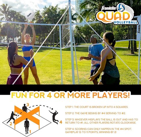 Franklin Sports Four Square Volleyball - Quad Volleyball 4 Way Net Game Set - Backyard + Beach 4 Square Volleyball Net + Game Set - Perfect Outdoor + Tailgate Family Game in Saudi Arabia