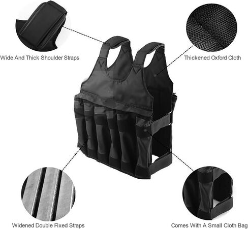 سترة مرجحة للتمرين واللياقة البدنية بوزن 50 كجم بحد أقصى قابل للتعديل، سترة جري مرجحة بتصميم نحيف، سترة تمرين مرجحة شديدة التحمل للتدريب الوظيفي in Kuwait