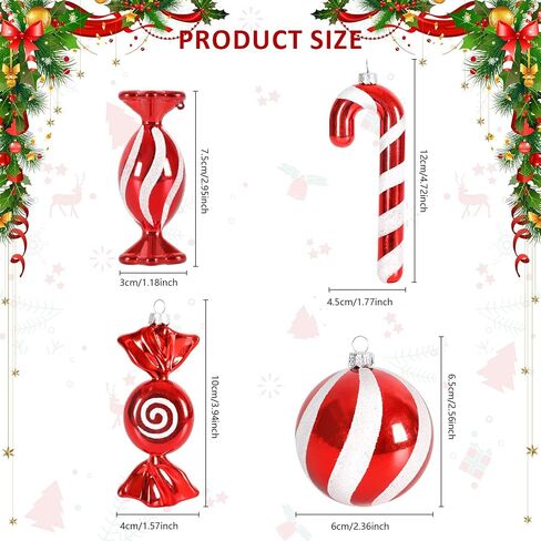 16 PCS 11.7 Inch Christmas Curly Pick Red Green White Christmas Ornament Candy Shape Christmas Tree Picks Christmas Tree Decorations for Xmas Tree Topper Xmas Party Supplies Home Vase Party Ornaments in Saudi Arabia