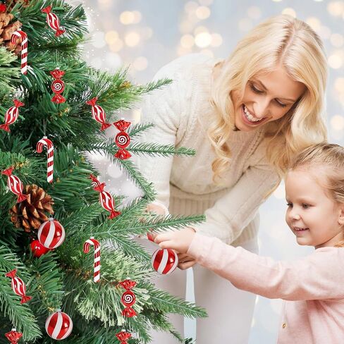 16 PCS 11.7 Inch Christmas Curly Pick Red Green White Christmas Ornament Candy Shape Christmas Tree Picks Christmas Tree Decorations for Xmas Tree Topper Xmas Party Supplies Home Vase Party Ornaments in Saudi Arabia