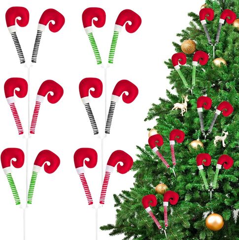 16 PCS 11.7 Inch Christmas Curly Pick Red Green White Christmas Ornament Candy Shape Christmas Tree Picks Christmas Tree Decorations for Xmas Tree Topper Xmas Party Supplies Home Vase Party Ornaments in Saudi Arabia