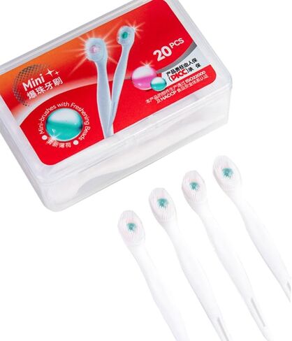 Mini Brushes-Disposable Toothbrushes with Toothpaste and Pick for Work or Travel Mint - 20 Count (Mint) in Saudi Arabia