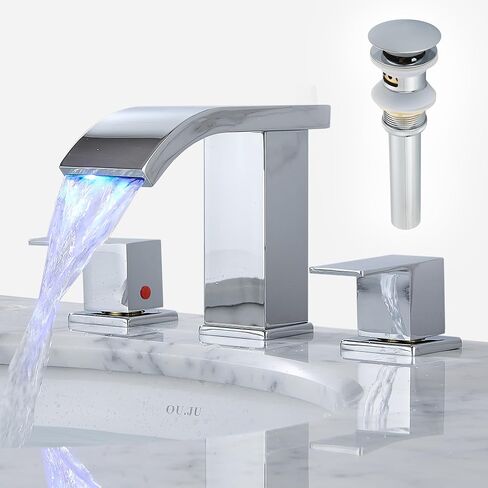 Bathroom faucets 3 Hole Widespread Bathroom Faucet Bathroom Sink Faucet 8 inch Bathroom Faucet Bathroom Sink Faucet 3 Hole Vanity Faucet Sink Faucet Bathroom with Pop Up Drain (Brushed Nickel) in Saudi Arabia