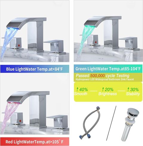 Bathroom faucets 3 Hole Widespread Bathroom Faucet Bathroom Sink Faucet 8 inch Bathroom Faucet Bathroom Sink Faucet 3 Hole Vanity Faucet Sink Faucet Bathroom with Pop Up Drain (Brushed Nickel) in Saudi Arabia
