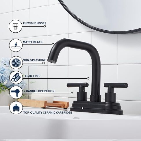 Bathroom Vanity Faucet GGStudy 2-Handles 4 Inches Centerset Bathroom Sink Faucet Antique Brass with Drain Assembly and Supply Hose Lavatory Faucet Mixer Double Handle Tap Deck Mounted in Saudi Arabia