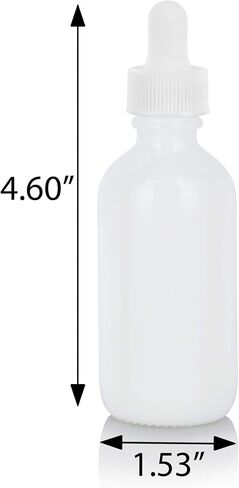 JUVITUS 2 oz / 60 ml Opal White Glass Boston Round White Dropper Bottle (24 pack) + Funnel in Saudi Arabia