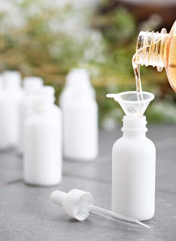 JUVITUS 2 oz / 60 ml Opal White Glass Boston Round White Dropper Bottle (24 pack) + Funnel in Saudi Arabia