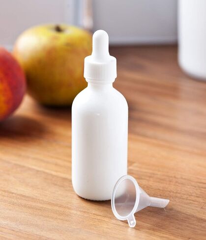 JUVITUS 2 oz / 60 ml Opal White Glass Boston Round White Dropper Bottle (24 pack) + Funnel in Saudi Arabia
