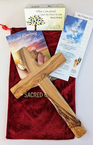 صليب حائط من خشب الزيتون من My Careing Cross من الأرض المقدسة (10 بوصات، صليب حائط كاثوليكي) in Kuwait