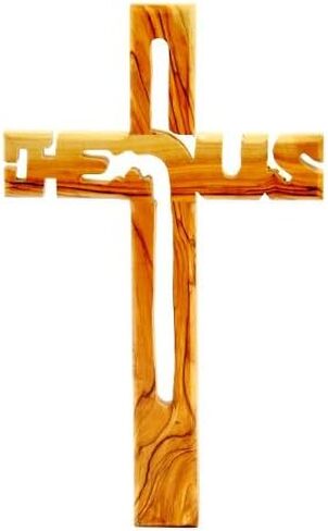صليب حائط من خشب الزيتون من My Careing Cross من الأرض المقدسة (10 بوصات، صليب حائط كاثوليكي) in Kuwait