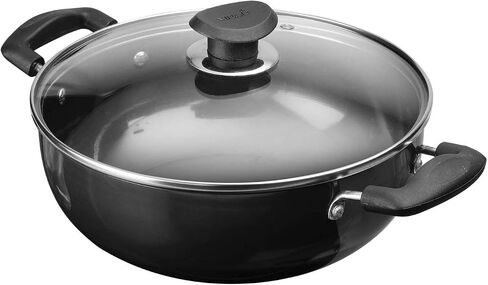 Vinod Cookware Professional Deep Kadhai – 2.1 Liters(2.2 Quarts) – 20cm–Glass Lid Included – Multi-Use Hard Anodized Wok/Pot –Suitable For Indian Cooking, Sauces, Pasta, Stews, Soups – Riveted Handles in Saudi Arabia