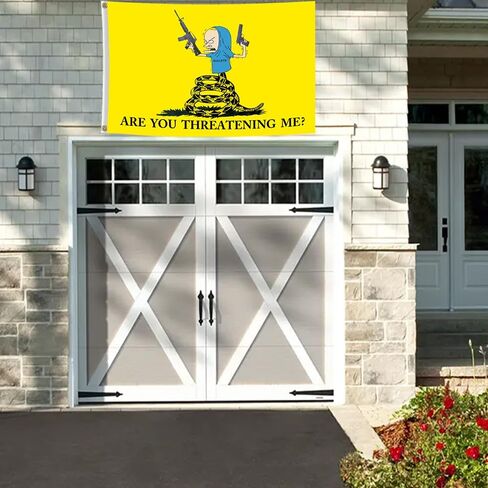 Xutree هل أنت تهددني العلم 3x5 أقدام مضحك الأصفر تحذير راية البوليستر HD الطباعة للحديقة في الهواء الطلق كلية النوم غرفة الكهف جدار ديكور in Kuwait