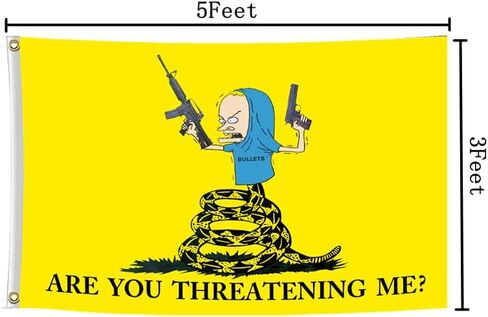 Xutree هل أنت تهددني العلم 3x5 أقدام مضحك الأصفر تحذير راية البوليستر HD الطباعة للحديقة في الهواء الطلق كلية النوم غرفة الكهف جدار ديكور in Kuwait