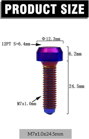 RISON مسامير التيتانيوم M7x1x24.5mm مسامير التيتانيوم الأصلية M7 التيتانيوم سبليت حافة البراغي GR5 البراغي حزمة من 5 in Saudi Arabia