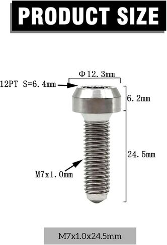RISON مسامير التيتانيوم M7x1x24.5mm مسامير التيتانيوم الأصلية M7 التيتانيوم سبليت حافة البراغي GR5 البراغي حزمة من 5 in Saudi Arabia