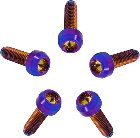 RISON مسامير التيتانيوم M7x1x24.5mm مسامير التيتانيوم الأصلية M7 التيتانيوم سبليت حافة البراغي GR5 البراغي حزمة من 5 in Saudi Arabia
