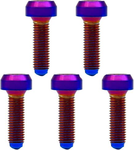 RISON مسامير التيتانيوم M7x1x24.5mm مسامير التيتانيوم الأصلية M7 التيتانيوم سبليت حافة البراغي GR5 البراغي حزمة من 5 in Saudi Arabia