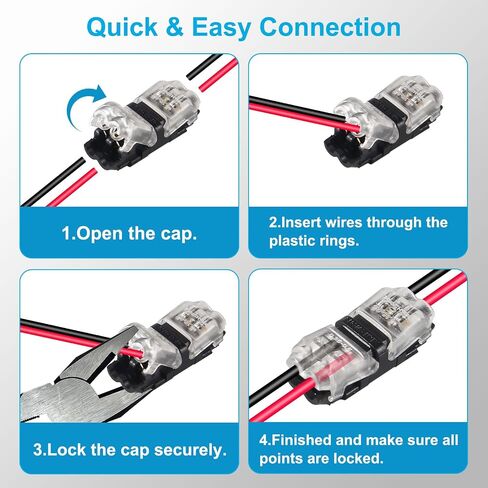 10PCS Low Voltage Wire Connectors, 2 Way Solderless Wire Splice Connectors, Quick Universa Automotive Compact Wire I Shape Terminals 20-24 AWG, No Wire-Stripping Required & Plug and Play in Saudi Arabia