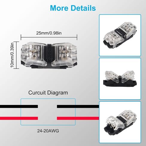 10PCS Low Voltage Wire Connectors, 2 Way Solderless Wire Splice Connectors, Quick Universa Automotive Compact Wire I Shape Terminals 20-24 AWG, No Wire-Stripping Required & Plug and Play in Saudi Arabia