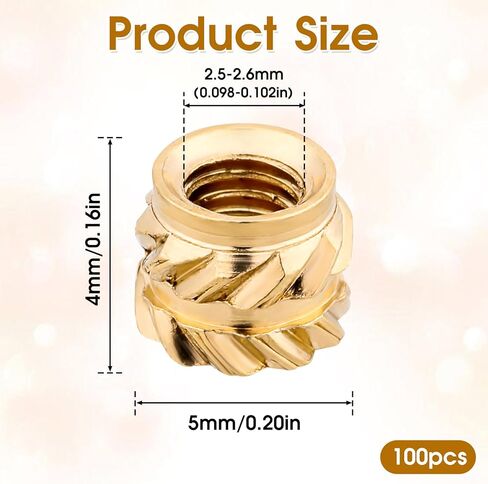 100 Pcs M3 Threaded Insert, M3x4x5mm Heat Seat Inserts, 3D Printing Knurled Brass Insert Nuts for Plastic in Saudi Arabia