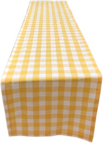 مفرش طاولة ذو مربعات من Yourtable رائع للاستخدام في المزرعة والعطلات والمنزل مقاس 14 × 72 باللون الأبيض والأسود in Kuwait