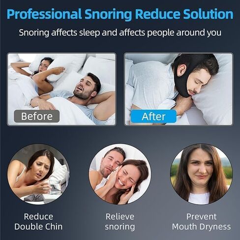 Anti Snore Chin Strap, Adjustable Chin Strap for Snoring, Effective Stop Snoring Solution for Sleep Chin Strap, Breathable Snore Reducing Snoring Solution for Men and Women, Universal Size in Saudi Arabia