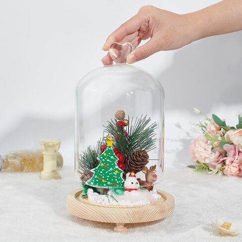 BENECREAT 8.3x4.5 Inch Glass Display Dome with Base, Cloche Glass Dome with Heart Handle, Clear Dustproof Dome Bell Jar Display Case for Displaying Specimens Souvenirs Gifts in Saudi Arabia