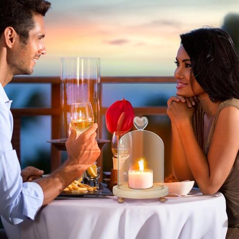 BENECREAT 8.3x4.5 Inch Glass Display Dome with Base, Cloche Glass Dome with Heart Handle, Clear Dustproof Dome Bell Jar Display Case for Displaying Specimens Souvenirs Gifts in Saudi Arabia