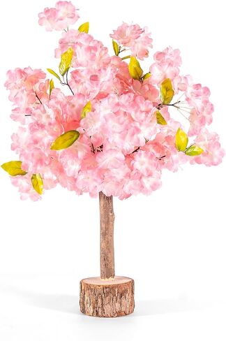 شجرة زهر الكرز الاصطناعية بطول 20 بوصة / 1.8 قدم - قطع مركزية لشجرة زهر الكرز الصناعي الوردي الطبيعي يدويًا لحفلات الزفاف وطاولة عيد الميلاد، داخلية وخارجية in Kuwait