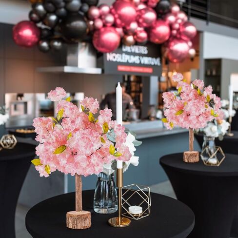 شجرة زهر الكرز الاصطناعية بطول 20 بوصة / 1.8 قدم - قطع مركزية لشجرة زهر الكرز الصناعي الوردي الطبيعي يدويًا لحفلات الزفاف وطاولة عيد الميلاد، داخلية وخارجية in Kuwait