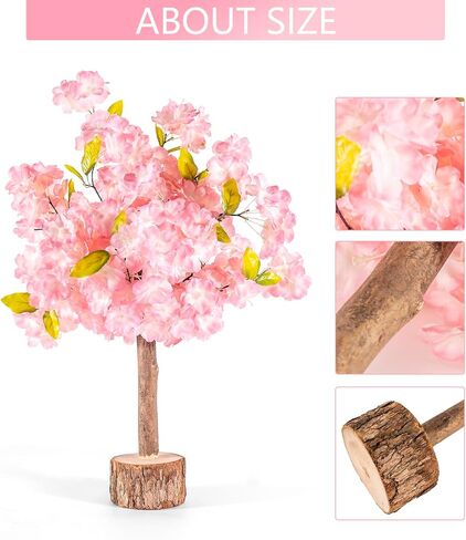 شجرة زهر الكرز الاصطناعية بطول 20 بوصة / 1.8 قدم - قطع مركزية لشجرة زهر الكرز الصناعي الوردي الطبيعي يدويًا لحفلات الزفاف وطاولة عيد الميلاد، داخلية وخارجية in Kuwait
