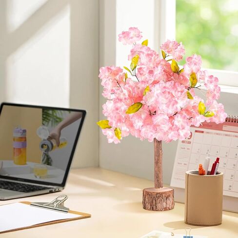 شجرة زهر الكرز الاصطناعية بطول 20 بوصة / 1.8 قدم - قطع مركزية لشجرة زهر الكرز الصناعي الوردي الطبيعي يدويًا لحفلات الزفاف وطاولة عيد الميلاد، داخلية وخارجية in Kuwait
