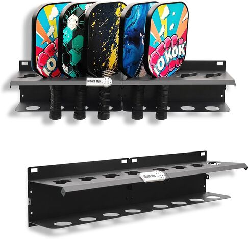 Pickleball Paddle Rack, 4/8/12-Paddle Holder, with Label to Track Next Up Players, Multiple Racks are Spliced to Achieve Expansion, Fence or Wall Mount, Steel, Black in Saudi Arabia