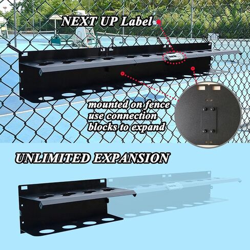 Pickleball Paddle Rack, 4/8/12-Paddle Holder, with Label to Track Next Up Players, Multiple Racks are Spliced to Achieve Expansion, Fence or Wall Mount, Steel, Black in Saudi Arabia