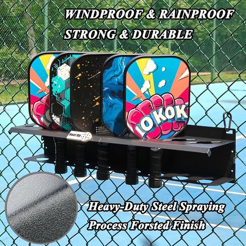 Pickleball Paddle Rack, 4/8/12-Paddle Holder, with Label to Track Next Up Players, Multiple Racks are Spliced to Achieve Expansion, Fence or Wall Mount, Steel, Black in Saudi Arabia