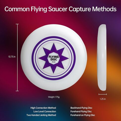 Ultimate Flying Disc, Rechargeable LED Flying Disc, 25 RGB LEDs & 14 Modes, Extremely Bright, Perfect for Men/Boys/Teens/Children's Birthday and Camping Gifts 175g frisbee in Saudi Arabia