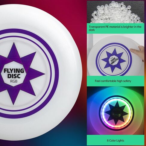 Ultimate Flying Disc, Rechargeable LED Flying Disc, 25 RGB LEDs & 14 Modes, Extremely Bright, Perfect for Men/Boys/Teens/Children's Birthday and Camping Gifts 175g frisbee in Saudi Arabia