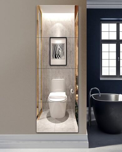 مرآة حائط كاملة الطول غير قابلة للكسر، مرآة فوق الباب، سميكة 1/8 بوصة، 56 بوصة × 14 بوصة 4 قطع 14 بوصة × 14 بوصة، مصنوعة من أكريليك شبكي مقاوم للكسر، مرايا طويلة لغرفة النوم، تمرين لجسم الصالة الرياضية المنزلية in Kuwait