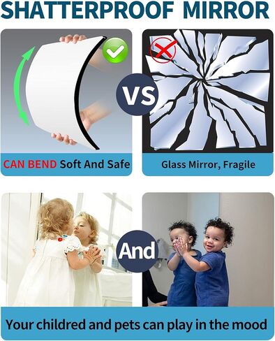 مرآة حائط كاملة الطول غير قابلة للكسر، مرآة فوق الباب، سميكة 1/8 بوصة، 56 بوصة × 14 بوصة 4 قطع 14 بوصة × 14 بوصة، مصنوعة من أكريليك شبكي مقاوم للكسر، مرايا طويلة لغرفة النوم، تمرين لجسم الصالة الرياضية المنزلية in Kuwait