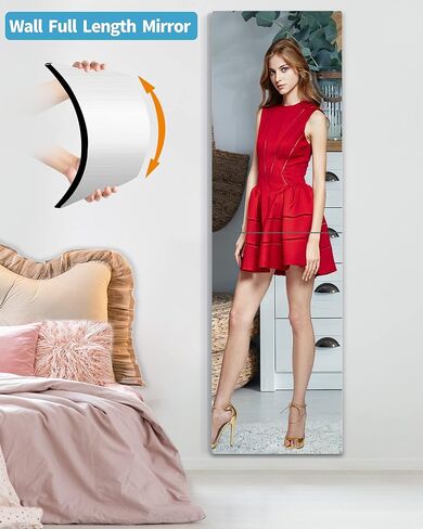 مرآة حائط كاملة الطول غير قابلة للكسر، مرآة فوق الباب، سميكة 1/8 بوصة، 56 بوصة × 14 بوصة 4 قطع 14 بوصة × 14 بوصة، مصنوعة من أكريليك شبكي مقاوم للكسر، مرايا طويلة لغرفة النوم، تمرين لجسم الصالة الرياضية المنزلية in Kuwait