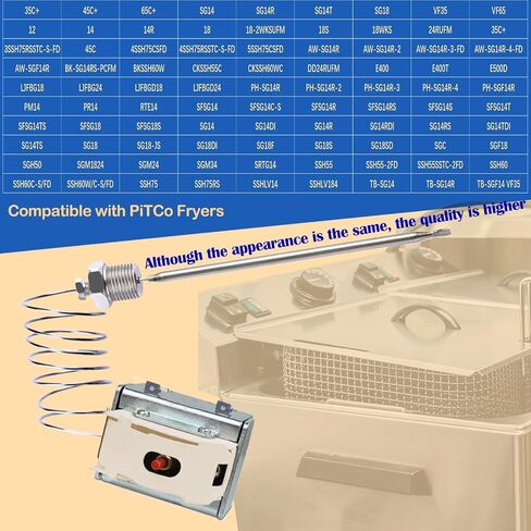 PP10084 High Limit Switch compatible with Pitco Fryer Parts Thermostat 1/4" Thread Mpt Stuff Box 450°F/230°C Hi Limit Safety Thermostat fit for VF35 MGII SG14 35C 45C+ 18S 18 E500D in Saudi Arabia