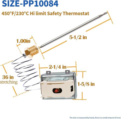 PP10084 High Limit Switch compatible with Pitco Fryer Parts Thermostat 1/4" Thread Mpt Stuff Box 450°F/230°C Hi Limit Safety Thermostat fit for VF35 MGII SG14 35C 45C+ 18S 18 E500D in Saudi Arabia