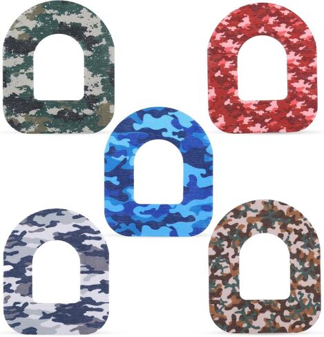 25pcs Adhesive Patches for Omnipod, Waterproof Insulin Sensor Patches Sweatproof Pre-Cut Sensor Stickers Cover Adhesive Tape Compatible with Omnipod 5 (Camouflage) in Saudi Arabia