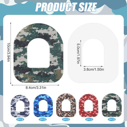 25pcs Adhesive Patches for Omnipod, Waterproof Insulin Sensor Patches Sweatproof Pre-Cut Sensor Stickers Cover Adhesive Tape Compatible with Omnipod 5 (Camouflage) in Saudi Arabia