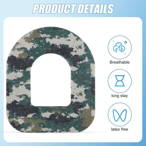 25pcs Adhesive Patches for Omnipod, Waterproof Insulin Sensor Patches Sweatproof Pre-Cut Sensor Stickers Cover Adhesive Tape Compatible with Omnipod 5 (Camouflage) in Saudi Arabia