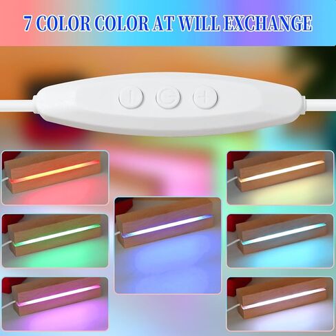 4 Pcs 5.9" Wood Rectangle Light Display Pedestal, Wooden LED Display Base Dimmable Colorful Lights Lamp Stand with USB Cable for Acrylic, Crystal, Night Light (Inner Slot, Oval base) in Saudi Arabia