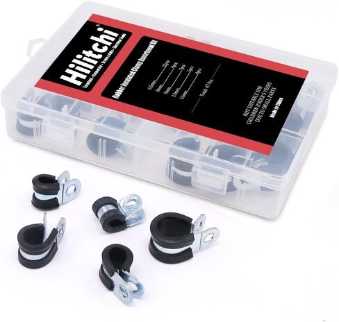 Hilitchi 47-Pcs Zinc Plated Steel Rubber Insulated Clamp Assortment Kit - 1/4~5/8 inch (6.5mm - 16mm) in Saudi Arabia