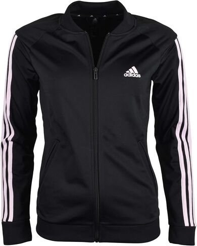 adidas Women's Essentials Tricot 3-Stripe Full-Zip Track Jacket - Black/Pink - L in Saudi Arabia