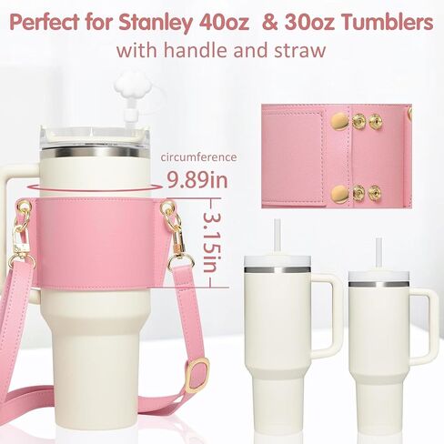 Stanley Tumbler Adjustable Strap for Stanley 40 oz & 30 oz Tumbler, Featuring Handle, Credit Card Holder, and Keyring for Ultimate Convenience (Cream) in Saudi Arabia